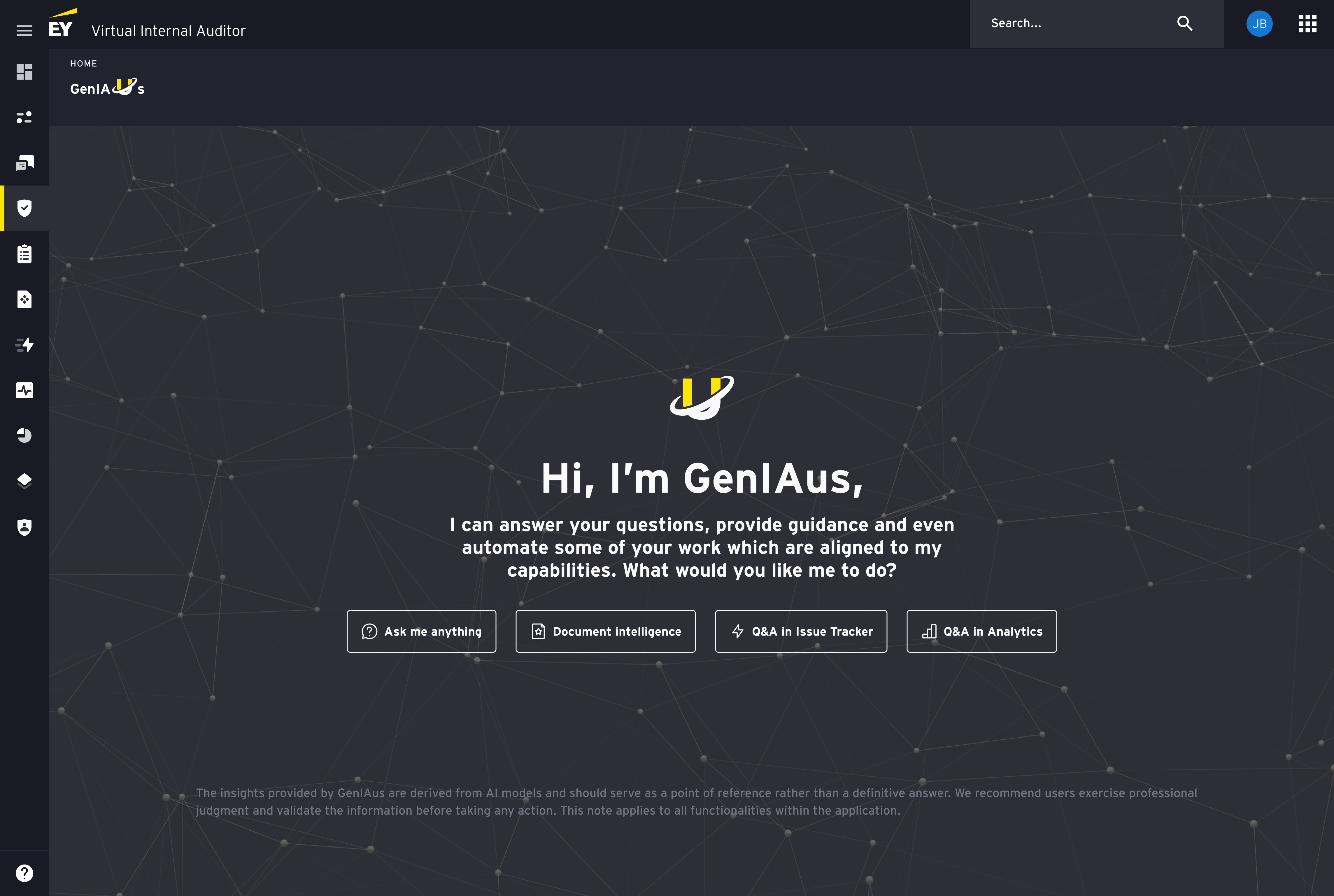 GenIAus — Virtual Internal Auditor home screen